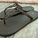 Sanuk   Brown Rubber Embellished Flip Flop Sandal Size 10-11 Photo 3