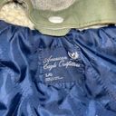 American Eagle Baby Doll Bomber Jacket sz Large  Olive colored with removable grey hoodie Photo 4