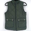 Dee Elle  Women's Quilted Vest Mock Neck Full Zip Front Pocket Army Green Small Photo 0