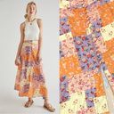 Free People  Fall Patchwork Button Down Sammy Maxi Skirt Orange Floral Western 2 Photo 1