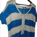 BKE  blue and tan striped sequin shirt sleeve knit sweater size M Photo 7