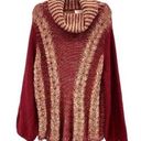 Umgee  Cable Knit Cowl Neck Pullover Sweater Size Medium Boho‎ Bubble Sleeve Photo 0