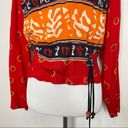 Carole Little  Crop Top Tribal Print Vintage Artsy Red Blouse Women Size 4 Photo 4