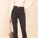 Reformation Kayo High & Skinny Dark Wash Black High Waisted Belted Skinny Jeans Photo 0