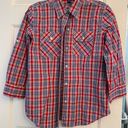 CHAPS  Red, White & blue 3/4 Sleeve Plaid Cotton Button Up Shirt sz s Photo 6