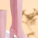 SheIn Baby Pink Chunk Heel Boots Photo 5