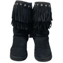 Jimmy Choo UGG &  Black Suede Sheepskin "SORA" Fringed Winter EUC Photo 5