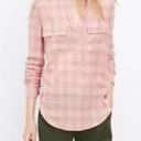 Vince  Peony Pink Plaid Half Placket Cotton Shirt sz M Photo 1