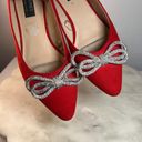 Jones New York  Quennelle Pointed Toe Rhinestone Bow Ballet Flats 7 Womens Red Photo 12