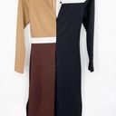 Slate + Willow  Joelle Knit Colorblock Brown Black Long Sleeve Midi Dress Size S Photo 4