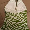 Anne cole  Women's XL Green Animal Print High Neck Halter Swim Top Photo 10