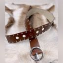 Edge MK brown wide statement leather belt with large holes and studded  medium Photo 1