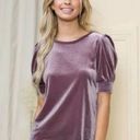 Acting Pro NEW  Mauve Velvet Top with Short Banded Puff Sleeves Plus Size 1X Photo 0