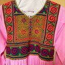 Vintage Pink Embroidered Cottage Ethnic Long Sleeve Maxi Dress Size XS Small Photo 3