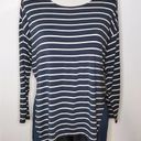 Nine West  VINTAGE AMERICA Asymmetrical Hem Long Sleeve Striped Tee Photo 3