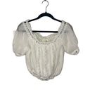 Elan  Crochet Off The Shoulder Crop Top in White Peasant Cottage Core sz. XL Photo 2