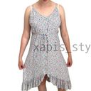 Rails  XL White ruffle floral Frida spaghetti strap high low mini midi dress Photo 2