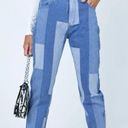 Princess Polly  Patchwork Jeans Size 4 Straight Leg High Rise Denim Photo 0