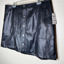 Bar III NWT Bar lll Faux Leather Skirt w Pockets 18W Black Moto Button Zip Mini A-Line Photo 1