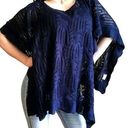 New York And Company  Poncho Top Navy Crochet Knit Lagenlook Boho Beach Cover Up Photo 0