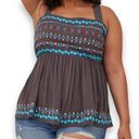 Torrid  Embroidered Peplum Top Gauze Dark Grey Size 1X Photo 0