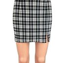 Garage  Black White Retro Plaid Flannel Pencil Straight Back Zip Mini Skirt Sz S Photo 0