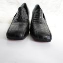 Via Spiga  90s Vintage Black Croc-Embossed Square Toe Leather Heeled Loafers Photo 3