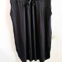 Eileen Fisher  Dress Black Roundneck Drawstring Waist Jersey Dress Sz L NWT Photo 2