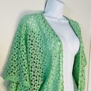 Leshop Sherbet Green Open Knit Short Sleeve Crochet Lace Cardigan Swim Cover Size L Photo 1