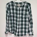 Krass&co G.H. Bass & . Green Plaid Button Down Scoop Neck Long Sleeved Top Photo 0