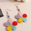 Petal Braided Colorful Five- Flower Beaded Earrings Photo 1