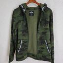 Hollister  Womens Hoodie Small Green Camo Spell Out Trim Full Zip Sweatshirt Photo 1