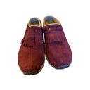 Easy Spirit  Tamias Burgundy Leather Fringed Mules Size 6.5M Photo 2