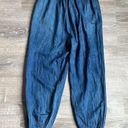 Rebecca Taylor  La Vie Tissue Denim Chambray High Rise Tapered Smocked Hem Pant Photo 3