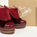 Christian Louboutin  ML 140 Patent Velvet Wedge EU 40.5 US 10.5 Red Ankle Boots Photo 4