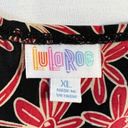 LuLaRoe  Women's Joy Vest XL Black Red Floral Sleeveless Cardigan Duster Photo 3