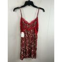 Free People  NWT Last Night Mini Nightgown Slipdress in Cherry Combo size medium Photo 4