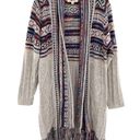 Harper Haptics Holly  Boho Multicolored Fringe Knit Long Cardigan Sweater Photo 10