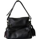 Dooney & Bourke , BLACK PEBBLE GRAIN LEATHER, TASSEL SHOULDER BAG Pre Owned Photo 1