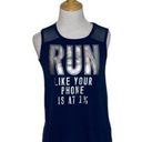 Ideology  Graphic Fitness Navy Blue Run Like Your Phone is on 1% Tank Top XL Juni Photo 6