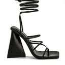 Raye Revolve -  Darryl Leather Wrap Trapezoidal Heels in Black Photo 7