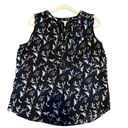 The Loft  Black print sleeveless Shirt in excellent condition Photo 0