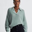 Everlane  Green Alpaca Waffle-Stitch Polo Pullover Sweater XS Photo 0