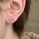 Silver Dainty How Earrings Studs Photo 0