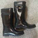 Coach Trisha II Turnlock Rain Patent Rubber Black Shiny Boots Gardener 7 Photo 2