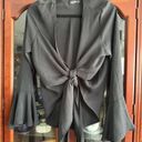 Nasty Gal  Black blouse ties in front of with bell sleeves Photo 5