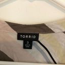 Torrid  3 Plus Size Challis Button Front Dolman Sleeve Top Brown Pink Stripe 3X Photo 2