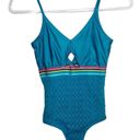 American Eagle Aerie Turquoise Blue Cut Out One Piece Swimsuit XS Pastel Rainbow Cute Photo 0