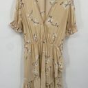 Faithfull the Brand  Le Moulin Floral Print Mini Dress Fit & Flare Beige Womens L Photo 0