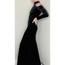 Jessica McClintock Black Velvet Long Sleeve Cut-Out Open Back Holiday Maxi Dress Photo 2